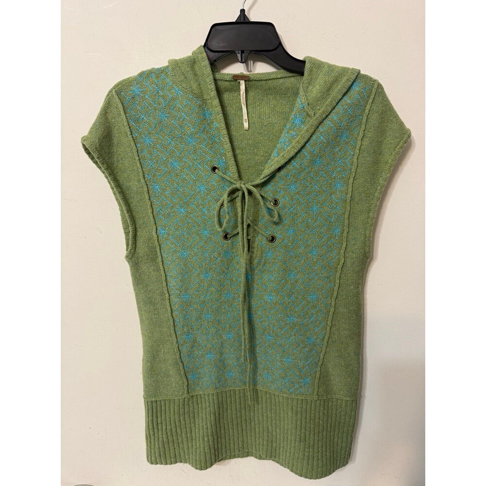 Free People Hooded Knit Sweater Vest XS nwot